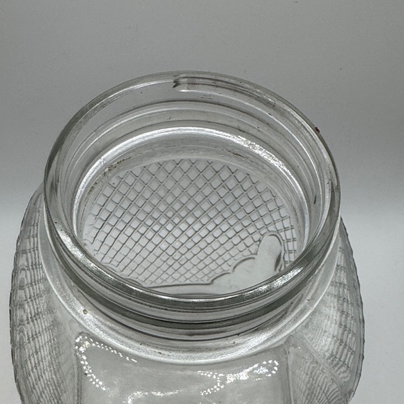 Vintage Waffle Glass cansiter with Green Metal Lid - Picture 4 of 13